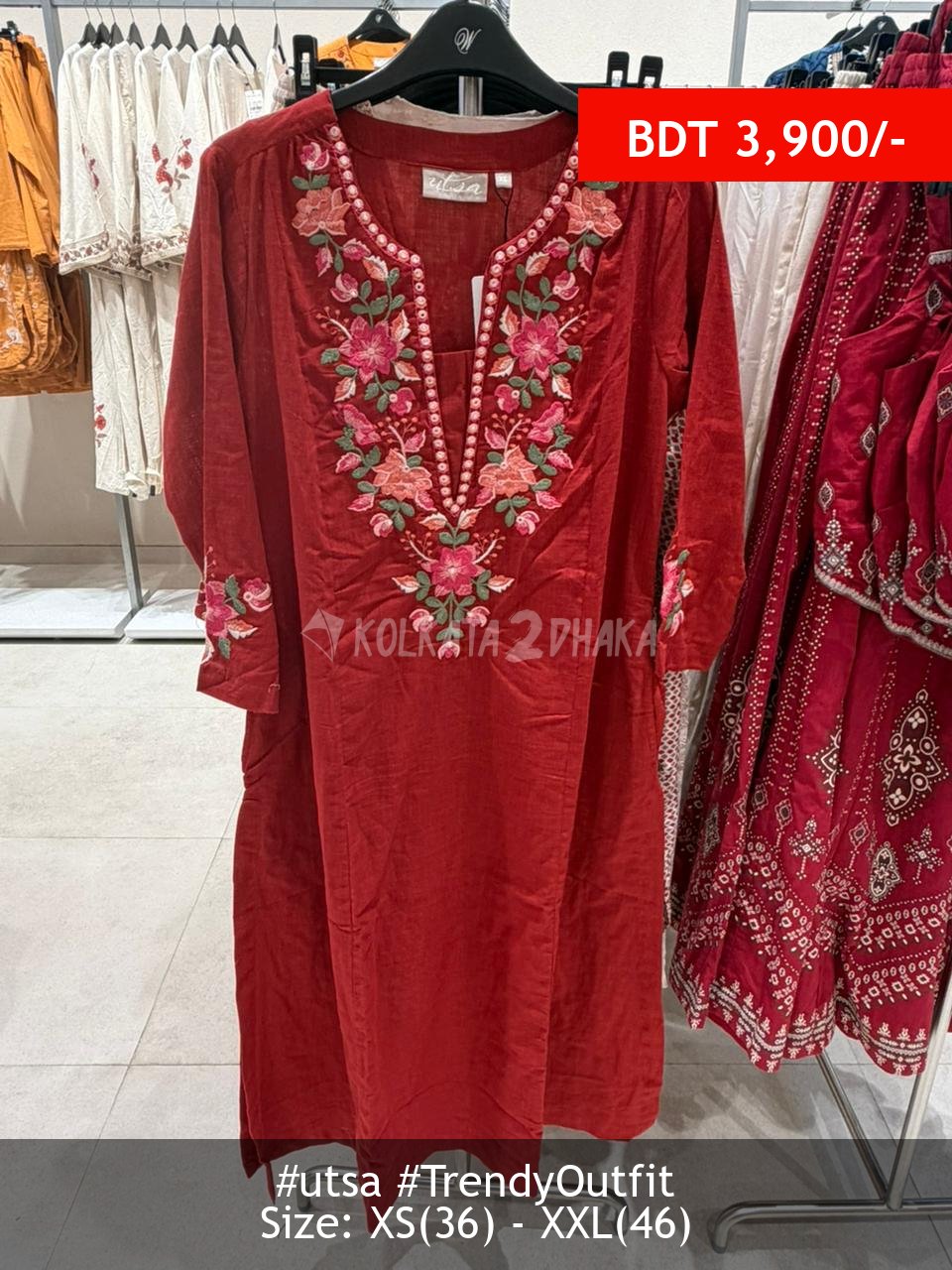 Utsa red kurta
