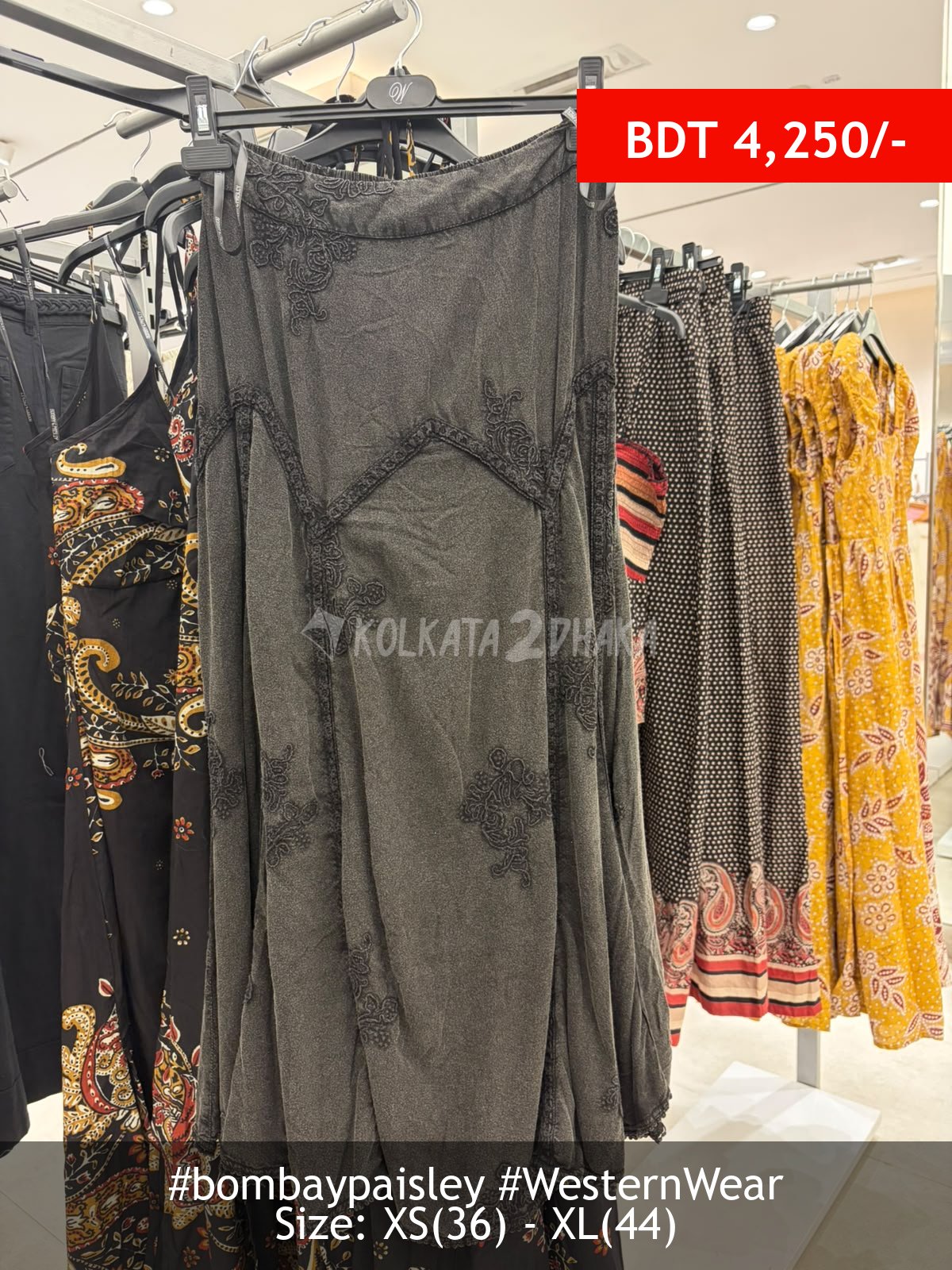 Bombay Paisley Black Skirt