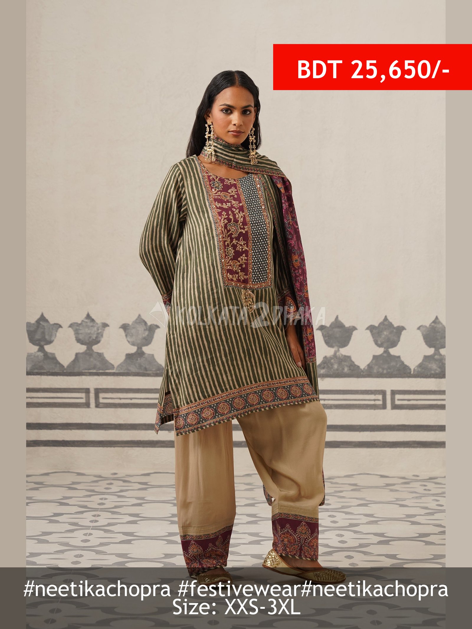 Neetika Chopra Najma Muslin Crepe Embroidered Suit Set