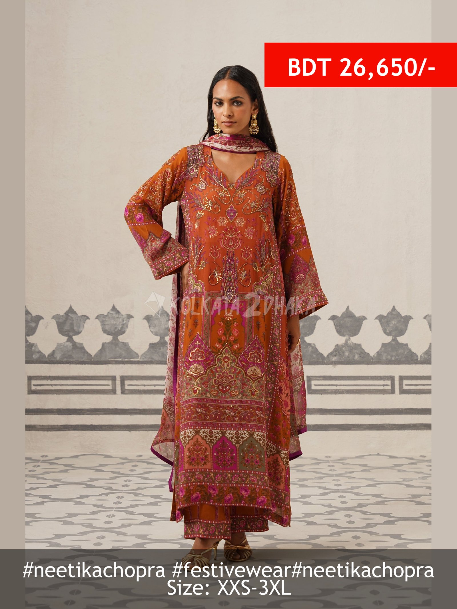 Neetika Chopra Miraaya Crepe Printed Embroidered Suit Set