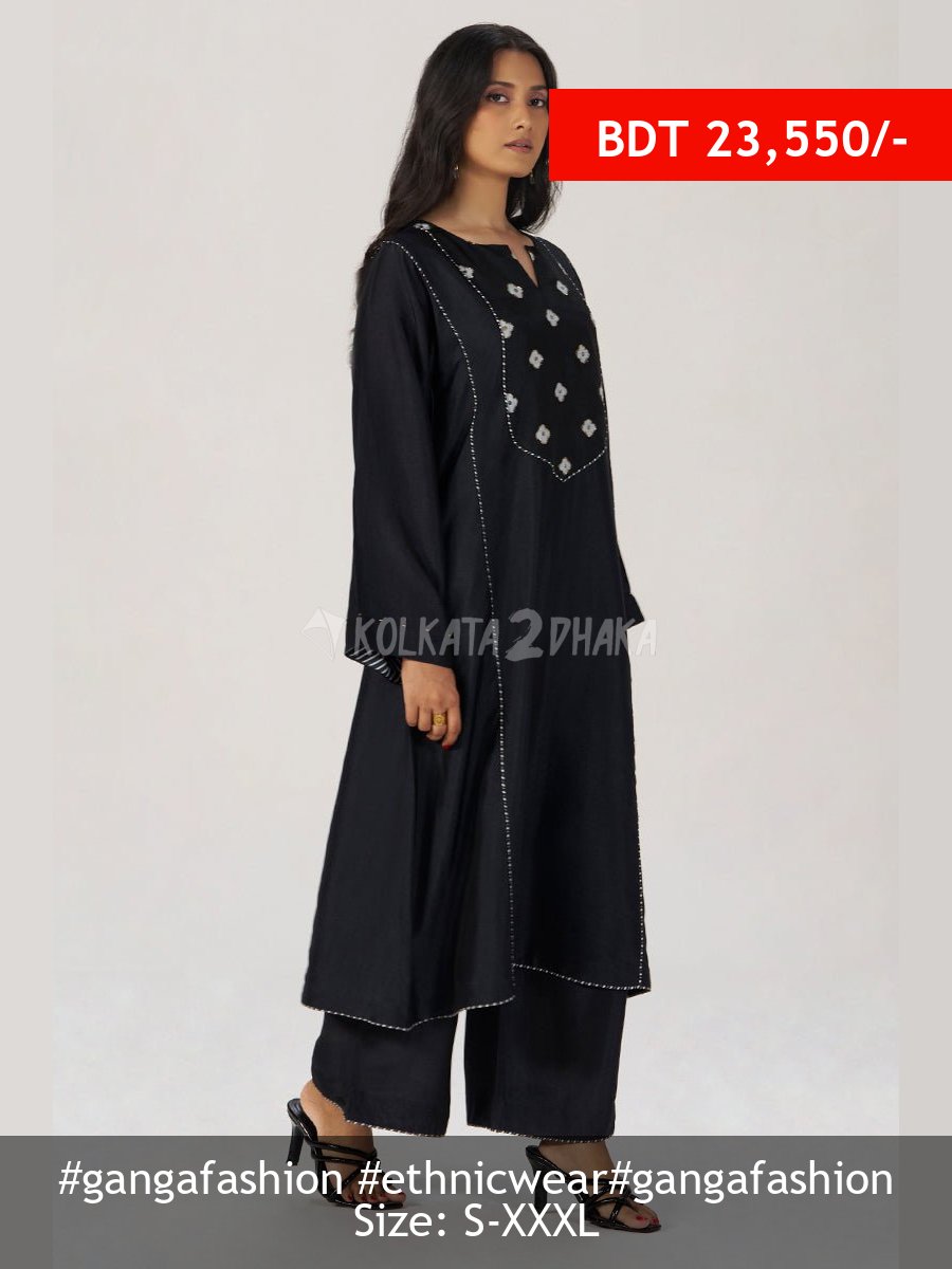 Ganga Fashion Black Silk Festive Co-ord Set